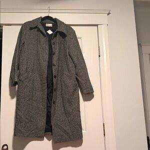 Gray Herringbone Overcoat - Classic Wool Blend